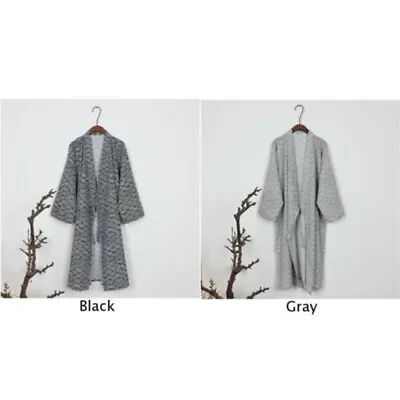 Men's Japanese Kimono Yukata Traditional Gown Nightwear Dark Blue Cotton Robe • £25.99