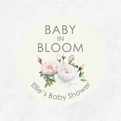 Baby Shower Personalised Stickers Baby In Bloom Labels Baby Shower Favours Seeds • £4.99