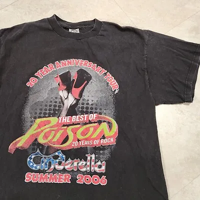 VTG Poison Cinderella Summer 2006 20 Years Anniversary Tour T Shirt Mens L Large • $44.95