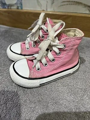 Converse All Star Baby Girls Infant Size 4 Pink Canvas Trainers Hi Tops  • £6.50