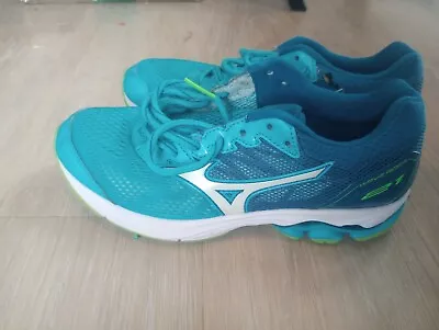 Mizuno Wave Rider 21 Women's Size 8 Wide Running Shoes Teal Blue Sneakers • $59.99