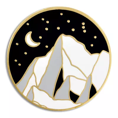 PinMart's Moonlight Mountain Jewelry Enamel Outdoor Nature Lover Lapel Pin • $9.99