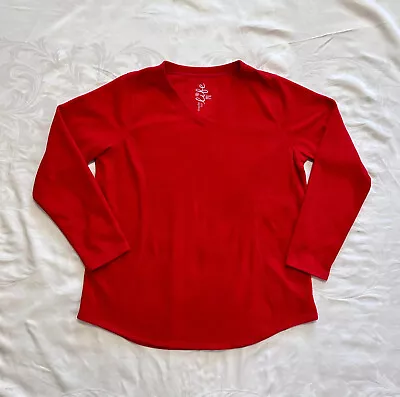 Size Large Made For Life Red Fleece Long Sleeve Pull Over • $10