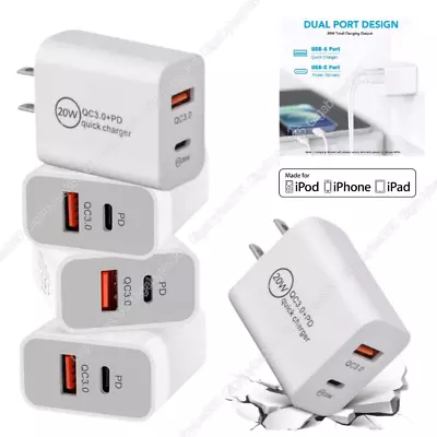 Bulk Lot 20W PD USB Type C Fast Power Adapter US QC 3.0 Block For IPhone Samsung • $8.88