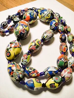 Antique Venetian Millefiori Glass Beads Beaded Necklace • $85