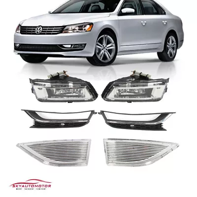 Fits 2012-2015 VW Passat Front Driving Fog Lights/Bezels W/Chrome Trim Set 6PCS • $96.99