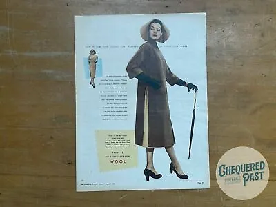 Vintage 1951 Bonnie Cashin WOOL Coolie Coat Advertisement Fashion Clothing • $35