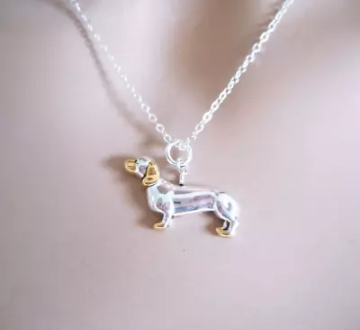 Dachshund Dog Puppy Pendant Women Hound Necklace Silver Plated New • $17.97