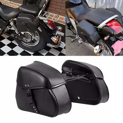 PU Leather Motorcycle Saddle Bags For Honda Shadow ACE Aero Spirit VT 750 1100 • $60.99