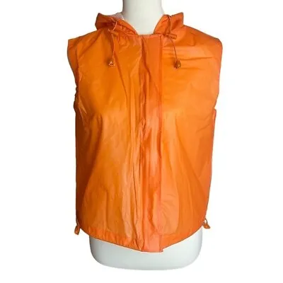 NEW Neutral Zone Orange Vinyl Hooded Rain Vest With Zip Closure Womens Sz Medium • $22.50