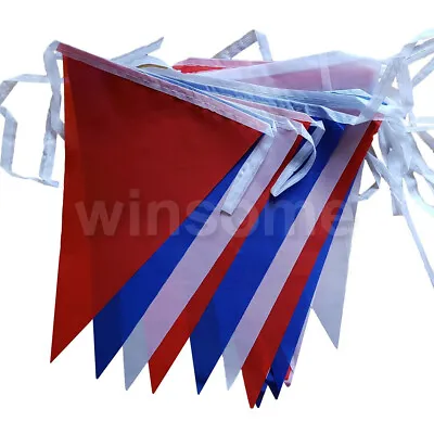 £2.99 • Buy Material Fabric Red White Blue 33 Feet, 20 Flags Pennant Banner Party Bunting