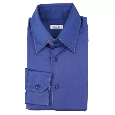 Zilli Navy Blue Superfine Cotton Dress Shirt With Triple Stitch 15.75 (Eu 40) • $295