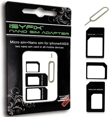 Isyfix Sim Card Adapter Nano Micro - Standard 4 In 1 Converter Kit With Steel Tr • $9.48