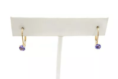 14k Yellow Gold Tanzanite Leverback Earrings • £96.37