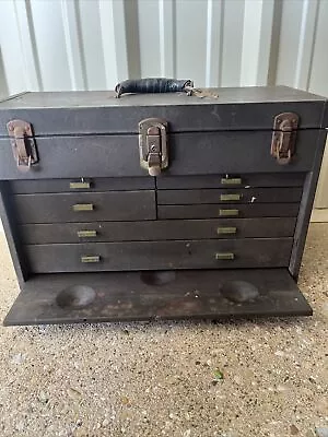 Vintage Kennedy Kits 520 Machinist Tool Box W/Key And Cover USA Brown 7 Drawer • $109.99