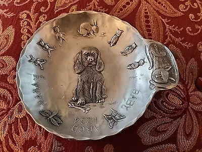 Wendell August Forge Baby Bowl Dog Cat Bunny Owls Bugs Math Handmade Hammered • $14.99