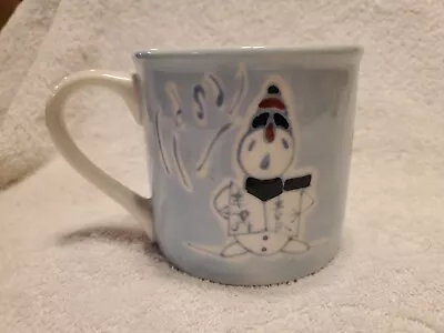 Eddie Bauer Holiday Christmas Blue Snowman Christmas Caroling Mug Coffee Cup • $5.99