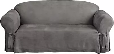 Soft Suede One Piece Slipcover With Ties And Cinched Elastic Seat Sofa Cover • $51.06