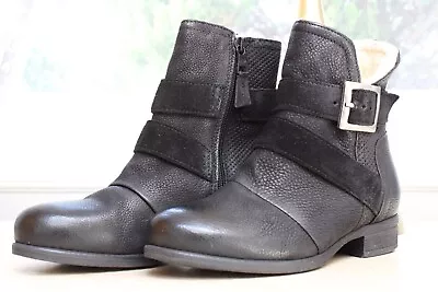 Miz Mooz - Leather Buckled Ankle Boots - Sabel - Black - EU 36 US 5.5 - 6 • $209.95