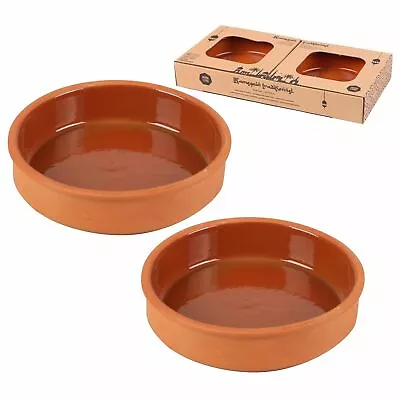 2Pcs Ramekin Set Terracotta Clay Oven Baking Dip Dish Souffle Dessert Large Bowl • £6.95