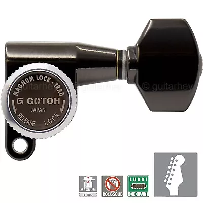 NEW Gotoh SG360-07 MGT 6 In-Line Guitar Tuners Locking MAGNUM LOCK - COSMO BLACK • $69.95
