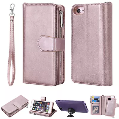 For IPhone 15 14 13 11Pro XR Removable Magnetic Leather Zipper Wallet Case Cover • $22.99