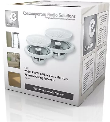 £3.95 • Buy E-audio White 5 Inch 80W 2-Way Moisture Resistant Ceiling Speakers Pair