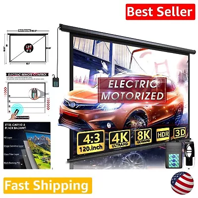 120  Motorized Projector Screen - Indoor/Outdoor Movies Screen W/Remote Control • $399.99