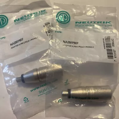 Neutrik NA2MPMF 3 Pin XLR Male 2pole To Phono F Adaptor 2 Pkgs • $5