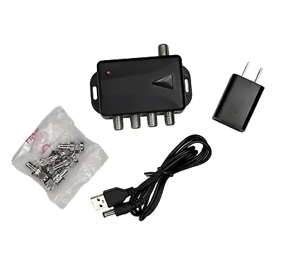 4 Ports TV Antenna Amplifier HDTV Cable Audio Video Signal Booster Splitter • $29.95