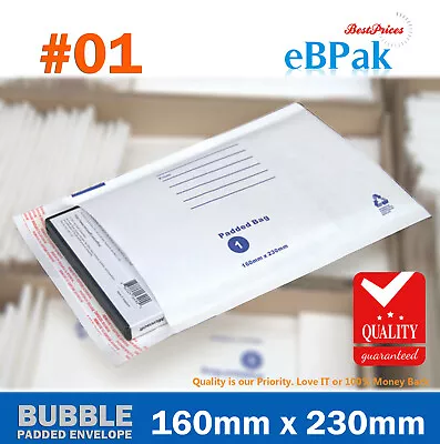 1000x Bubble Padded Bag 01 160 X 230mm Size 01 A5 C5 White Envelope Mailer • $175