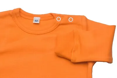 BABY BODYSUIT FULL SLV  0-24m SHOULDER POPPERS 100% COTTON - BRIGHT ORANGE  • £4.99