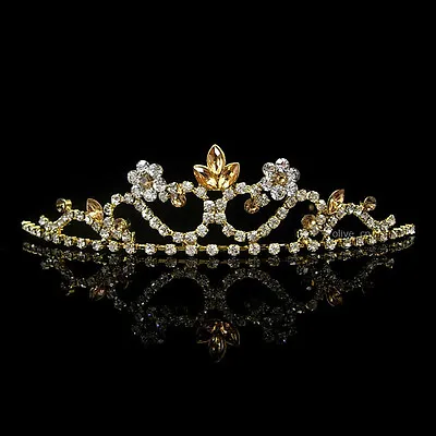 Kids Golden Flower Girl Children Wedding Prom Mini Tiara Crown Princess  • $9.99