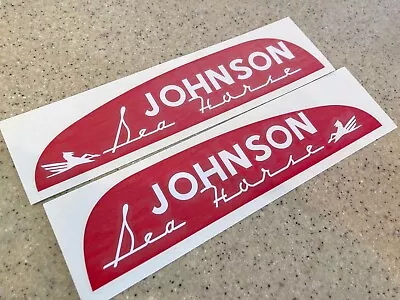 Johnson Sea-Horse Vintage Outboard Motor Decals White Red Vinyl + FREE Shipping! • $18