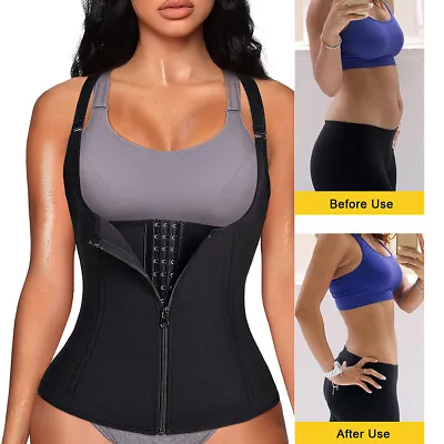 $12.99 • Buy Womens Sauna Sweat Body Shaper Slimming Waist Trainer Vest Yoga Tops Weight Loss
