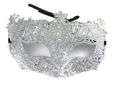 £4.95 • Buy Silver Glitter Masquerade Mask Stag Hen Party Proms Fancy Dress Masks