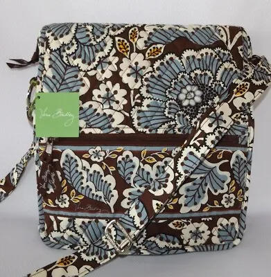 VERA BRADLEY Mailbag Crossbody Purse Hipster - Slate Blooms Brown & Gray - NWT • $59.95