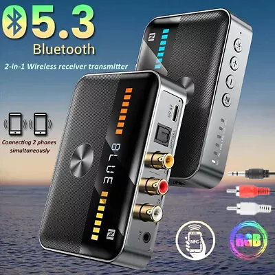 NFC Bluetooth 5.3 Wireless Audio Transmitter Receiver HiFi Music Adapter AUX RCA • $24.99
