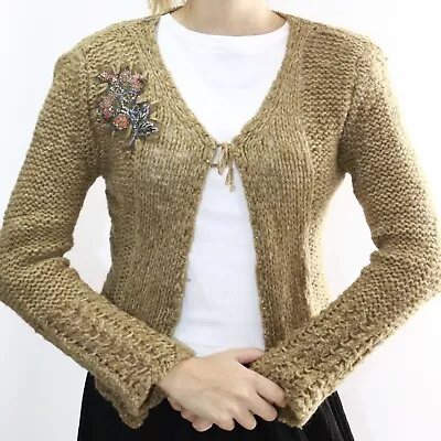 La Perla Vintage Cardigan Crochet Flower Embroidered Embellished Beaded Size S • £65