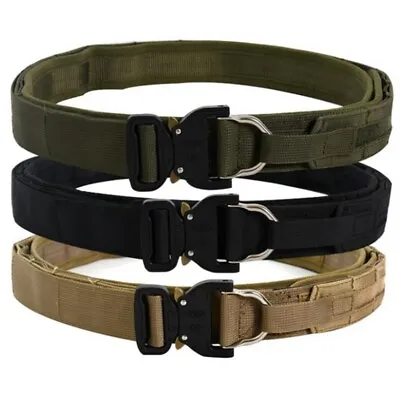 1.57  Tactical Belt Quick Release Metal Buckle MOLLE 2 Layer Airsoft Mens Belts • $21.99