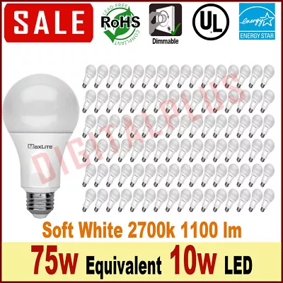 96 Bulbs 75w Equivalent 10w LED Light Bulbs Soft White 2700k E26 Dimmable SALE!! • $164.96