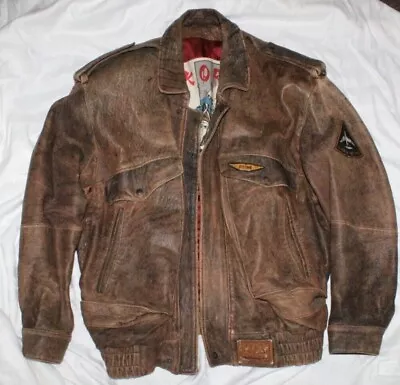 Vintage Vision Leather Fashion By Sat Zurich Switzerland Leather Bomber Jacket • $230.38