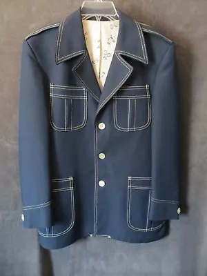 50's 60's Vintage Jack Daniels Navy Blue Golf Tennis Anchor Sport Coat Suit Jack • $94.08