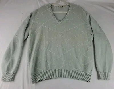 Malo Men Sweater Light Green Pure Cashmere Midwieght V Neck  Size 58 EU  • $119