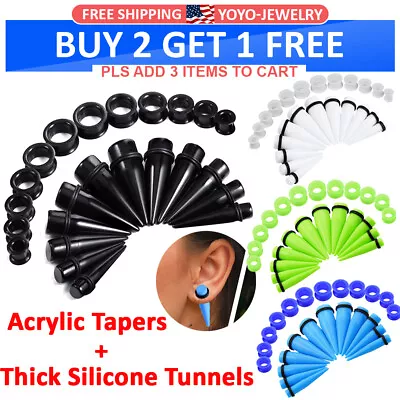 24PCS Large Size Ear Stretching Kit 00G-20mm Gauge Acrylic Taper Silicone Tunnel • $10.99