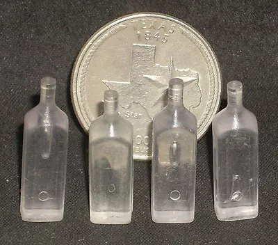 4 Blank Clear Alcohol Bottles Bottle 1:12 Self Customize Dollhouse Miniatures  • $4