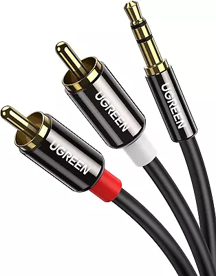 UGREEN RCA To 3.5mm Cable Phono Mini Jack Stereo Lead Gold-plated Red And White • £9.30