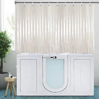 $27.06 • Buy YISURE Short Shower Curtain For Step In Tub 48 Inch Length, Cream Satin Stripe T