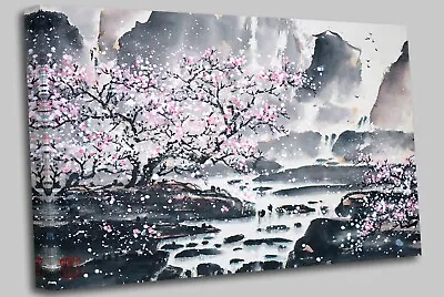 £18.99 • Buy Abstract Japanese Painting Cherry Blossom Canvas Wall Art Picture Print