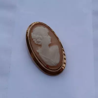 RARE Vintage Antique 1.25  Gold Filled Cameo Brooch Pin Jewelry Lady Oval LOOK • $2.99